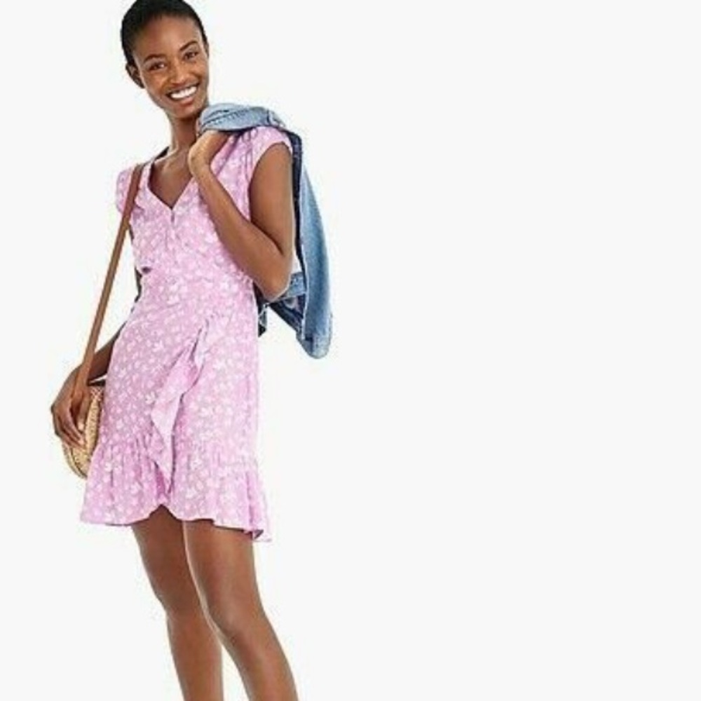 J Crew Ruffle Purple Floral Mini Dress